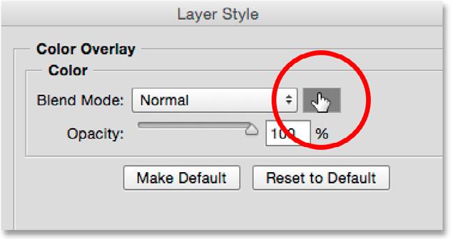 This opens Photoshop s Layer Style dialog box set to the Color Overlay options in the middle column.