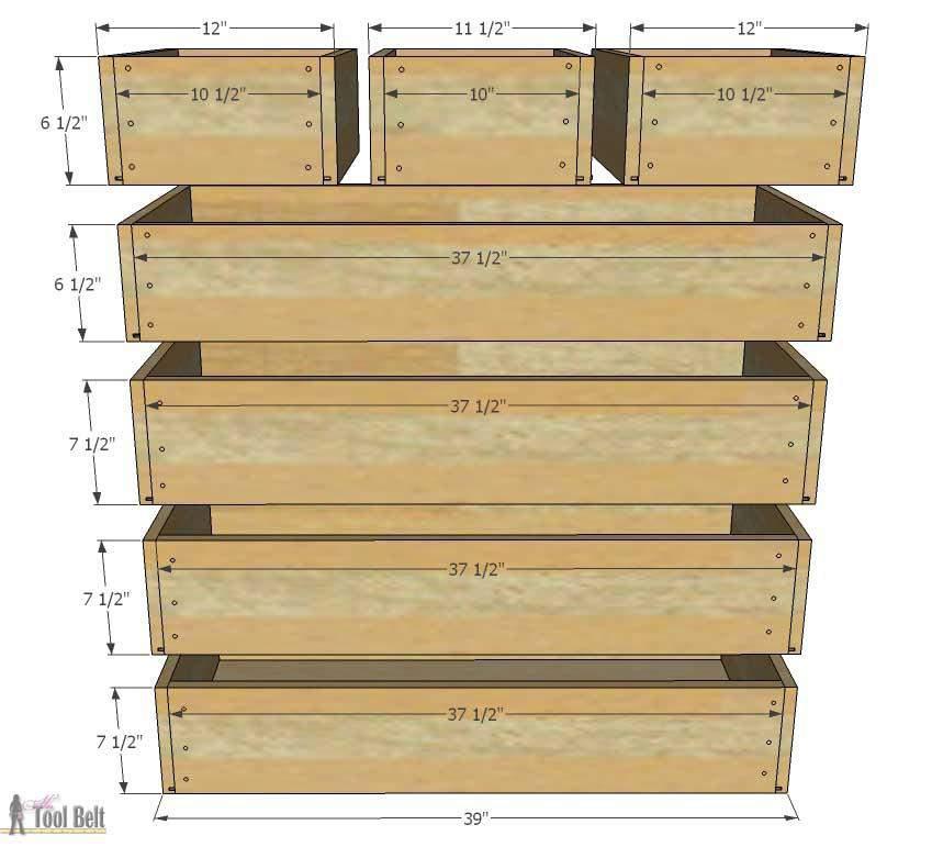 8 Step 4 Cut out the drawer parts from the sheets of plywood. These drawer dimensions assume your plywood is 3/4".