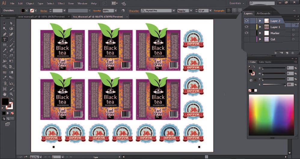 LAYERS FOR PRINTING In this example, the main graphics layers and the markers layer are active.