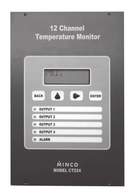 CT224 12-Channel Temperature Alarm/Monitor Overview The CT224 consists of a 12-Channel temperature monitor/ over-temperature alarm and MincoSoft CT224 Software.