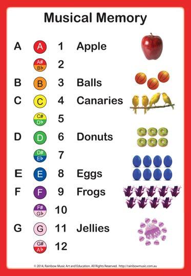 Getting Started Learning the Musical Alphabet will accelerate your ability to play. Notes There are 12 notes in music. Each note has a color. The yellow note (C) is highlighted.