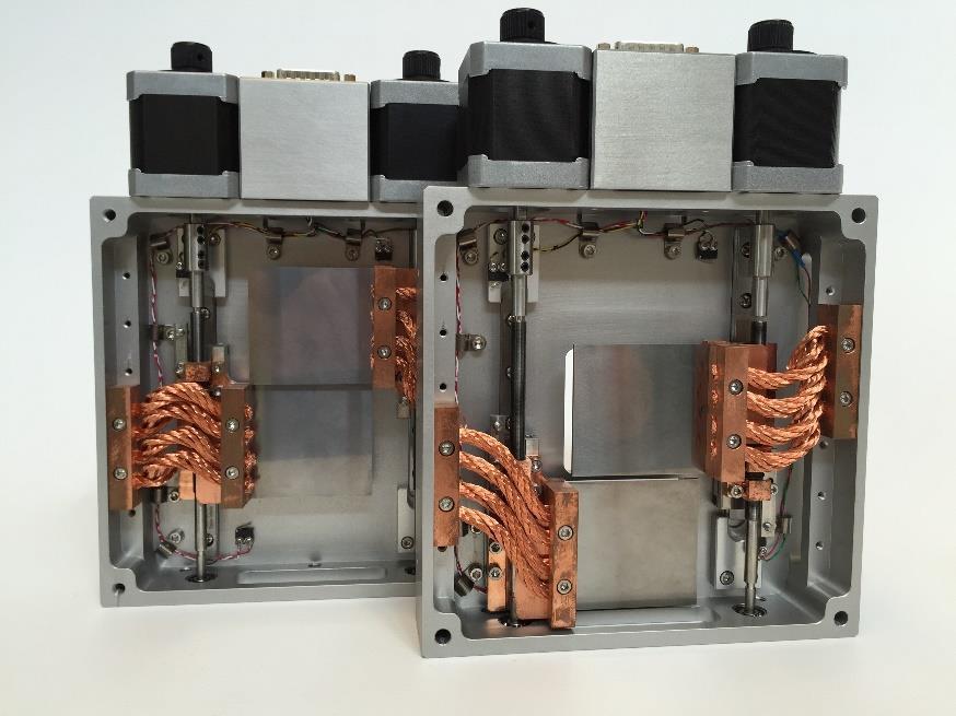 IB-C50-AIR-CL. The shown copper braids conduct the absorped heat from the slit blades to the aluminum housing. Heat transfer analysis was performed on IB-C50-AIR-CL.