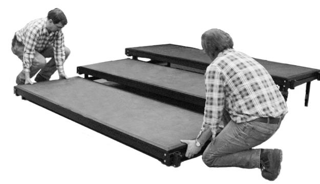 POSITIONING ADJOINING ROW FOR RISER CONFIGURATION: 1. Position a stage alongside the first stage unit. 2.