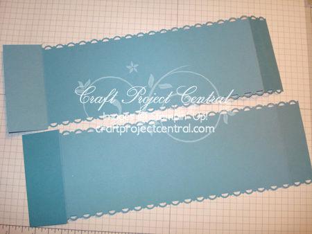 Gift Bag/Box Instructions Score both 3-½ x 11 pieces of Marina Mist card stock at 1 flip and score at 1-½ along the 11