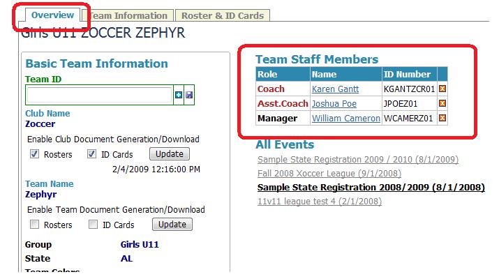 Coach, Assistant Coach, and Team Manager Cards These cards are generated at the same time player cards are generated.