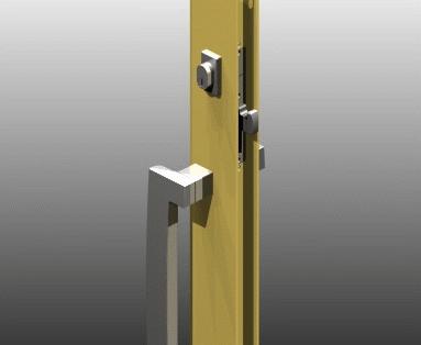 A mortice lock with hook bolt is fixed separately and is activated by key or interior turn knob in a