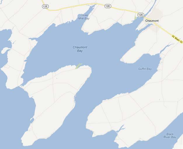 Within the larger Chaumont Bay area are several smaller named bays, including Three Mile Bay, Sawmill Bay, Long Bay and Guffin Bay.