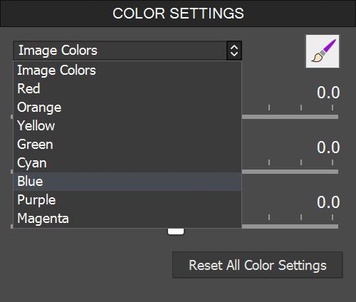 3.4 Color Adjustments The Color Settings section is identical for all HDR adjustment methods. It consists of Saturation, Brightness and a Hue / Temperature setting.
