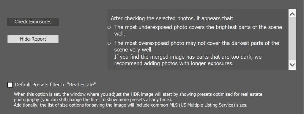 If exposure information is not available in the EXIF data, Photomatix Pro sorts the images by evaluating the relative brightness of the photos.