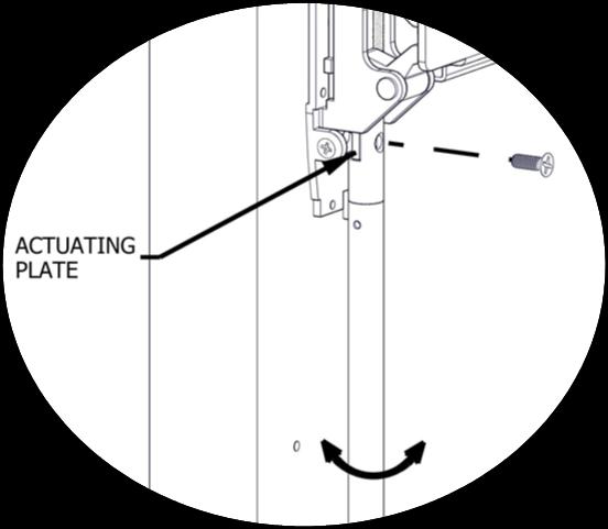 7. INSTALL BOTTOM LATCH AND ROD STEP 1: Install bottom latch assembly to bottom latch bracket using provided screws and bottom two holes in bracket (see figure 1) STEP 2: Screw threaded end of bottom