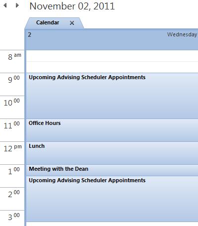 Your appointments will begin to populate onto your Outlook calendar once students begin selecting