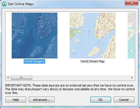 4 Online Images Online images require an internet connection and can be viewed in WMS by selecting the Get Online Maps tool, located in the Get Data toolbar which is normally located near the menu