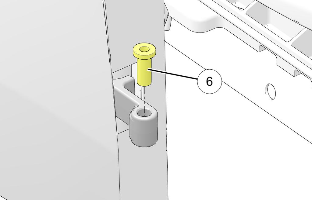 Doorside hinge screws B and double washer C will be reused to install new door q.