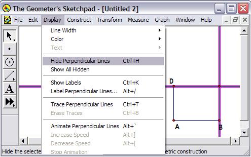 Select Perpendicular Line under the Construct menu. o Click in a blank space to deselect everything.
