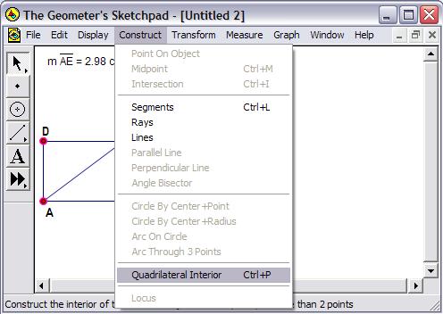 o Using the segment tool, create a segment between Point D and the new intersection point (point E).