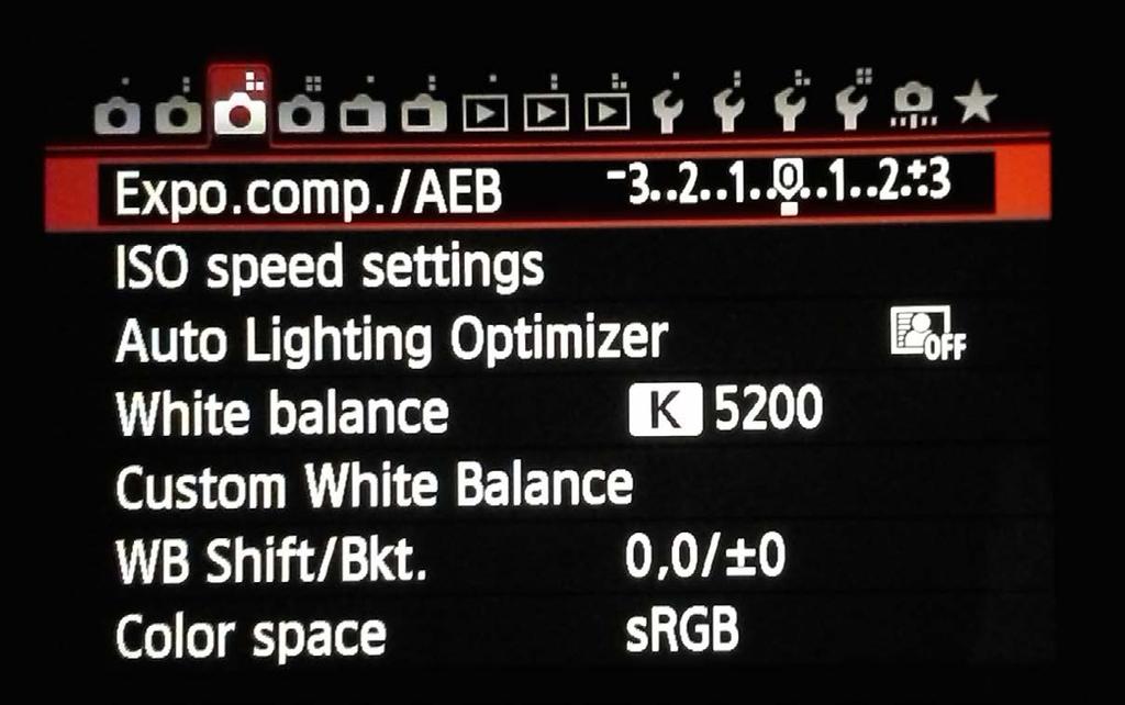 setting the autobracket Here you can see the menu for selecting my autobracketing function.