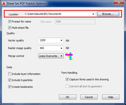 Note: This changed with AutoCAD 2016 where you have the option to set the folder for the pdf file as well as a DWF file.