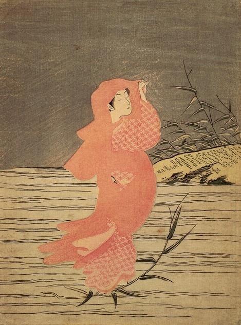 Geisha as Daruma Crossing the Sea, Suzuki Harunobu, Edo Period,
