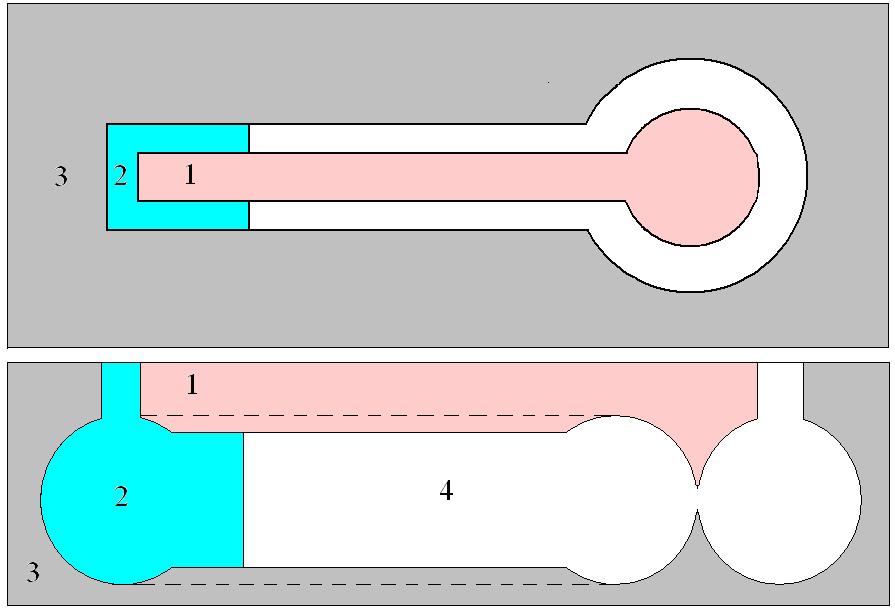 electrodes: 1 metal bus (Al-Si alloy); 2 contact window in the gate insulator; 3, 6, 8