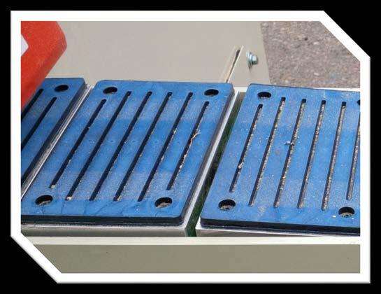 machining process Each replaceable pad is a1/4" thick vulcanized urethane bonded on 1/8 steel plates.
