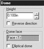 221) Click Insert from the Main menu. Click Features, Dome. The Dome dialog box is displayed. Enter.100, [2.54] for Height. Display the Dome. Click OK. 222) Save the BULB. Click Save.