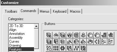 Engineering Design with SolidWorks Customizing Toolbars The default Toolbars contains numerous icons that represent basic functions.