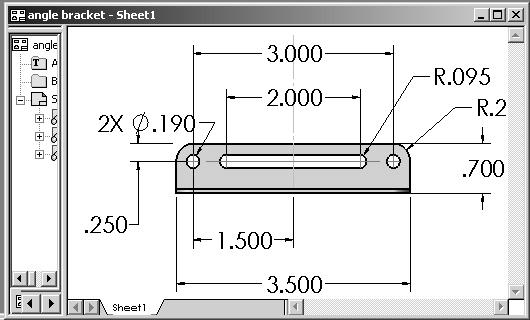 Engineering Design with SolidWorks Exercise 4.1d: ANGLE BRACKET Drawing. Create a new drawing named ANGLE BRACKET.