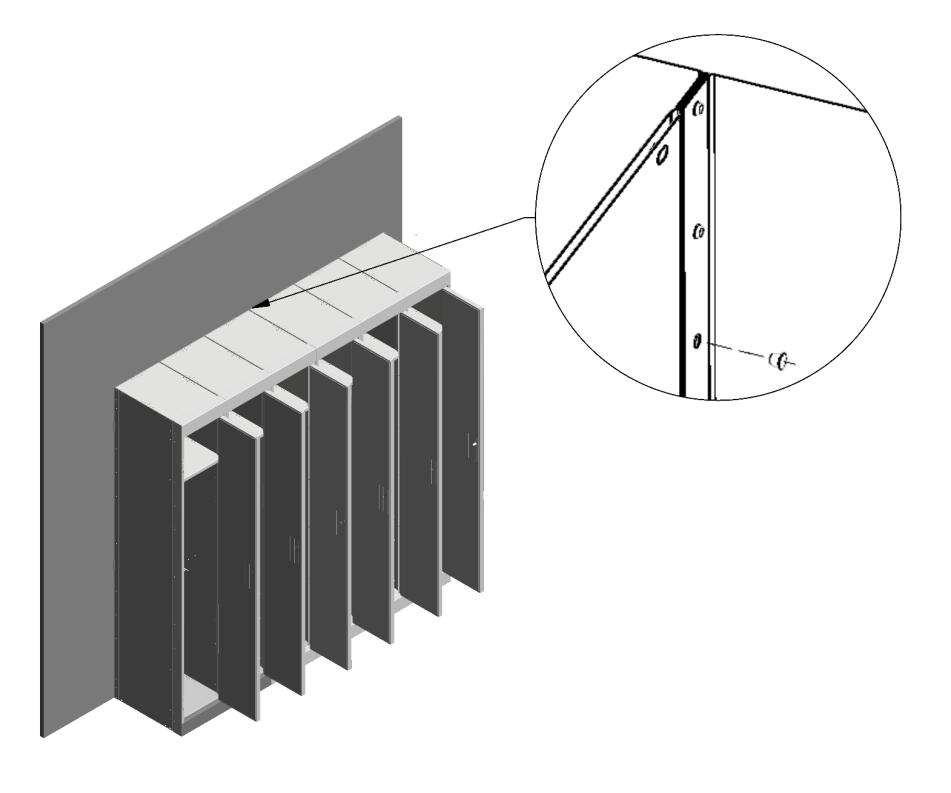 Dimensions shown is based on a 72 high locker. Note: Blocking and fasteners by others.