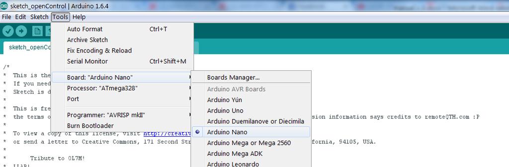 com/dm5xx/remote_opencontroller Arduino IDE