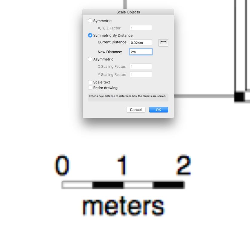 We know the length should be two meters, so just enter this in the New Distance field.