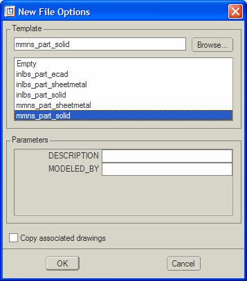 Figure 2: ProEngineer Main Window You will see the normal Windows features menus, toolbars, a main graphics area and on the left side a browser window. The next step is to create your first part.