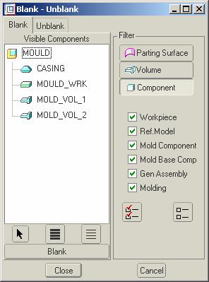 The command structure for this is MOLD VOLUME > SPLIT or chose the icon then TWO VOLUMES ALL WRKPCS DONE. Now pick the split surface you just created then OK and OK on the dialog box.