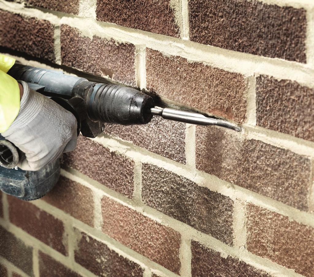 WITH CARBIDE TIPS CRANKED BODY FOR ACCESS COPPER BRAZED TIPS BRICK REMOVAL DP-SDS-BRC Allows removal of whole bricks without damaging them and the bricks around them.