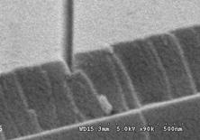 6 Recipe B 500 nm 10 100 1000 SiO x line width (nm) Figure 3.9: SEM images of 300 nm PECVD SiO x films etched using CHF 3 /O 2 = 100/2.5 sccm RIE.