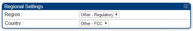 Figure 2 LBT AP configuration In order to enable LBT, the Country code will have to be configured for Other-FCC, United States or Canada (located in tab
