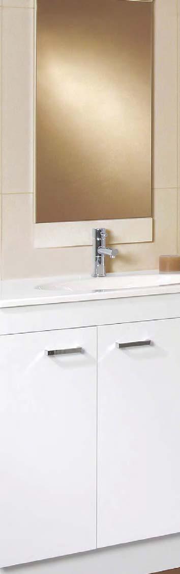 SIMPLICITY CLASSIC With many options available, the Classic range of Simplicity vanities offer a 450mm deep vanity, one or three tapholes, a kickboard, and: a gloss or melamine finish (melamine