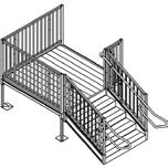 The steps must be placed on a stable, level surface which is between 18 to 42 (in 6 increments) below the platform to which it is attached. Leveling feet are provided with the system.