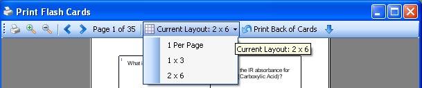 Prints the selected page. Zoom out Go forward a page Make the answers appear upside down when you print them. Zooms in on page to better see flashcards. Go back a page Current Layout. See below.