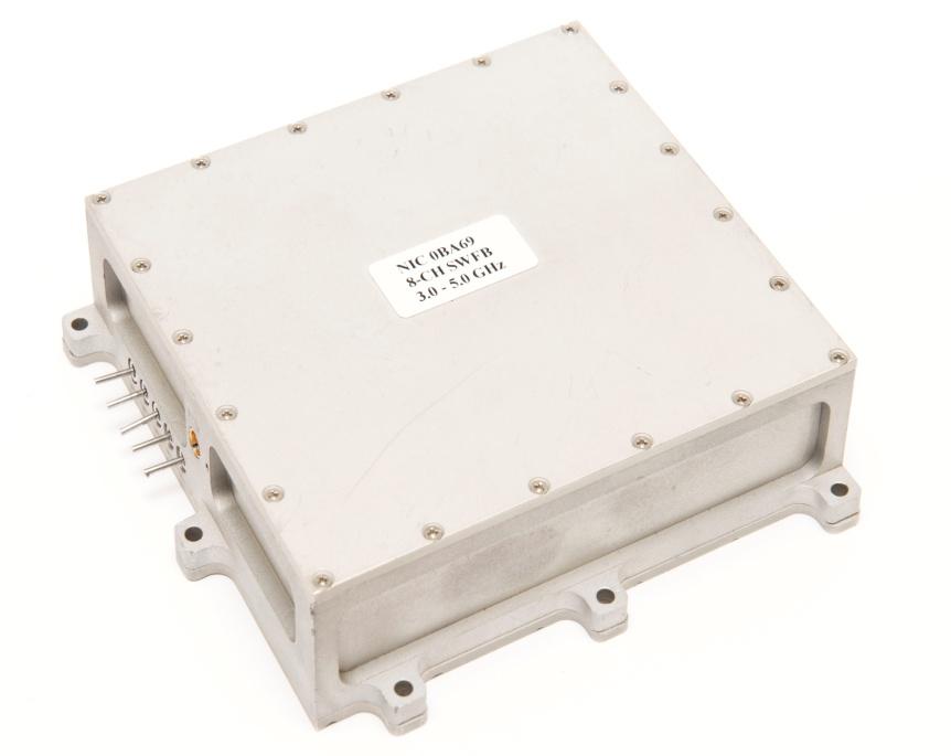 RF Assemblies L-Band Space Qualified Switched Filter Bank Features Frequency Range: 3 GHz 5 GHz 8 Channel Switched Filter Bank incorporating Cavity filters Low Insertion