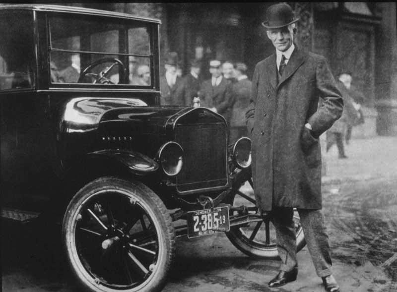 Entrepreneurs! I. Henry Ford A. Created the first cheap automobile for mass production B. Ford Motor Corp (cars) C.