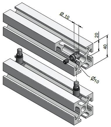 For installation of the parallel tension fastener an additional hole (offset by 90 ) must be