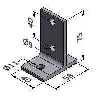 0004 Floor mounting bracket 1 For 40x40 mm Profile Floor brackets allow for up to 10 mm of