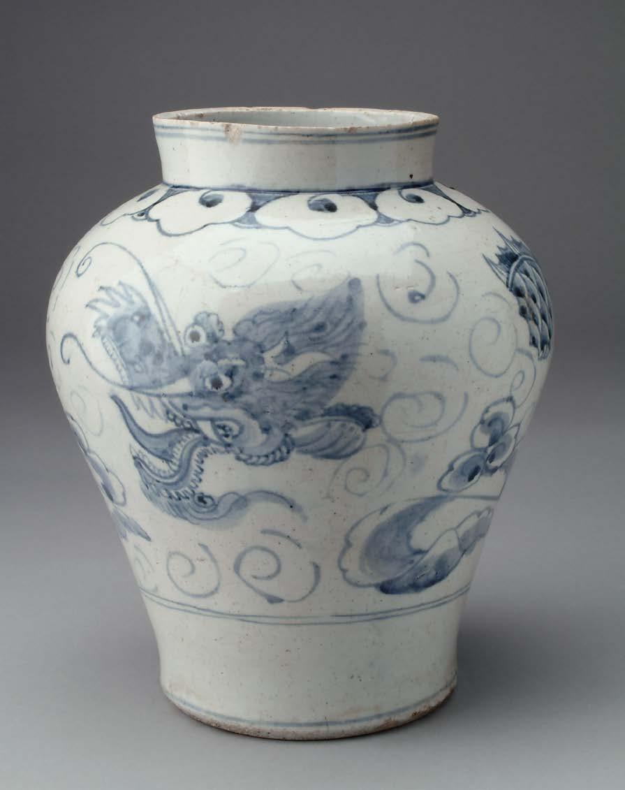 Jar with Dragon-and-Cloud Design 18 th century Porcelain with cobalt pigment under colorless glaze UMMA 2004/1.