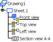 By means of the control button the views can be rotated. To finish the view creation, a click on the drawing sheet or on the middle of the control button settles the views.