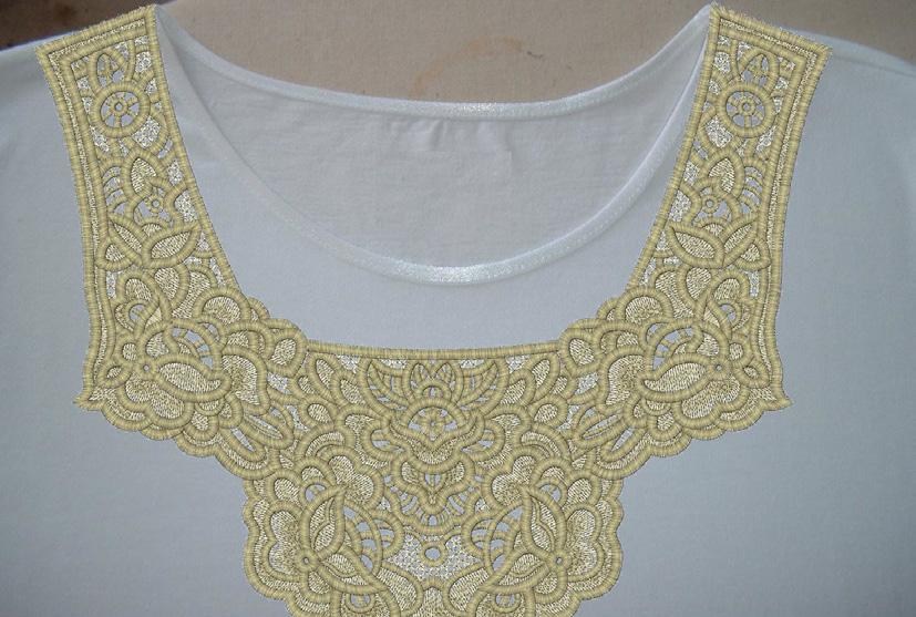 Part A - Prepare to Embroider Part B Embroider the lace Step 1 Audition the neckline design Load the lace designs for Lace 08 neckline into