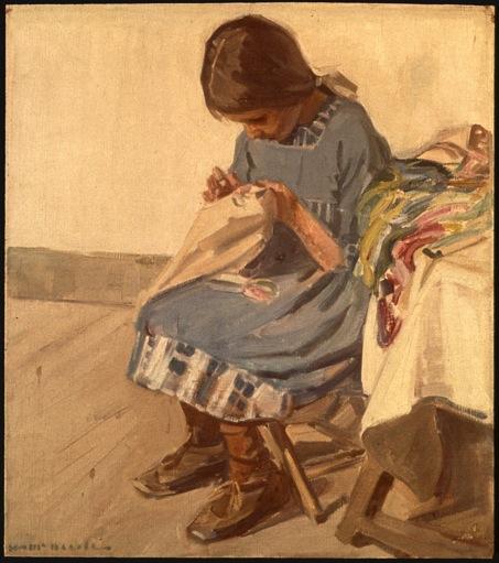 McNicoll s Little Girl in Blue, a picture of a young girl sewing, similarly explores the psychological state of its subject. Fig. 2. Helen Galloway McNicoll, Little Girl in Blue, n.d.