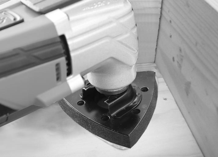 (use lower grit for rough wood and higher grit for finishing) SANDING 1. Hold the tool tightly and move the On/Off switch forward. 2. Put the tool on the workpiece. 3.