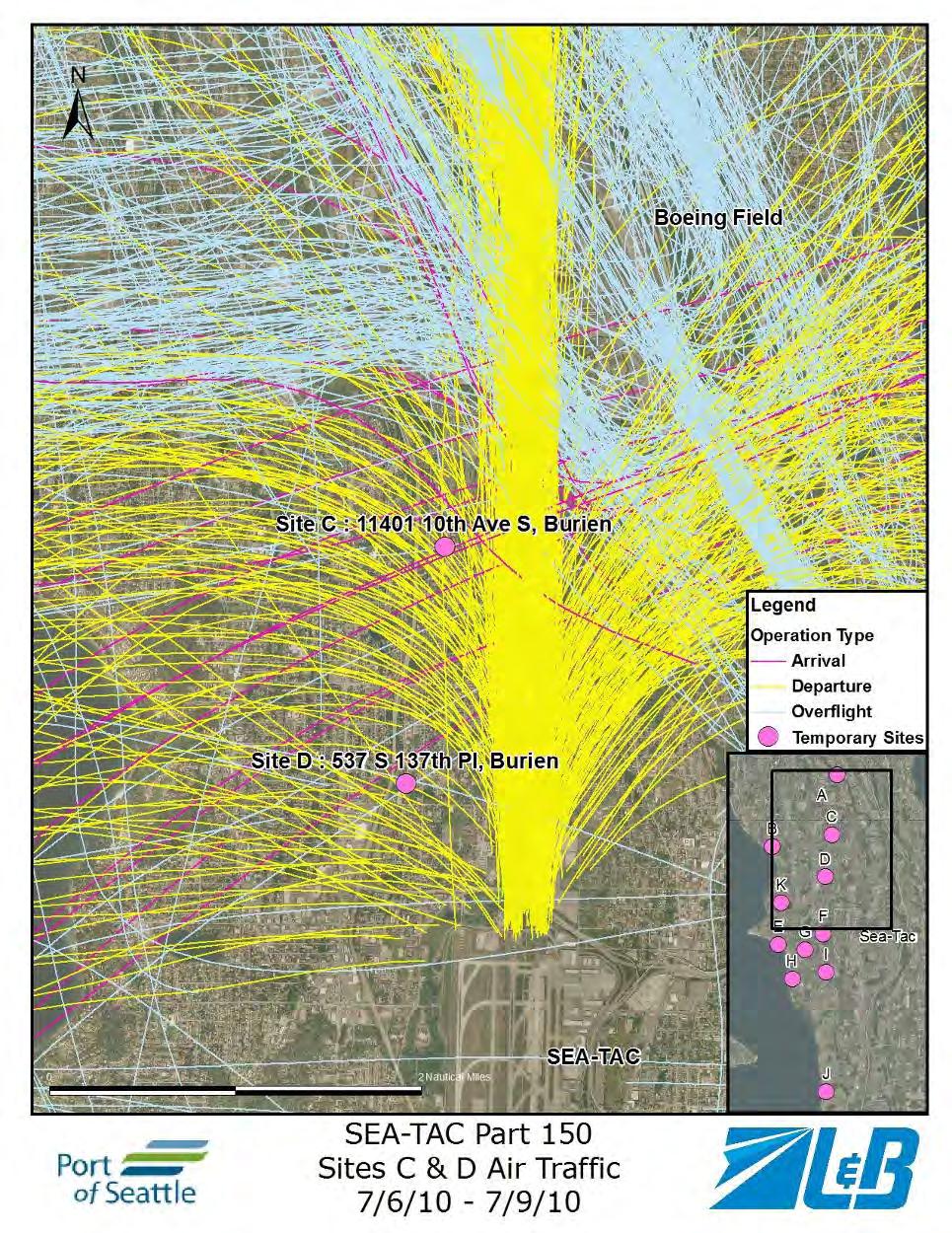 10 Air Traffic Map - Noise events were matched with flights using the airport noise