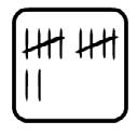 Tally marks are set in groups of 5. This tally count is 12.