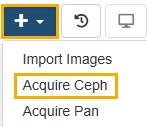 Acquiring Ceph 1. From the patient s Images window, click Import/Acquire. 2. Select Acquire Ceph.
